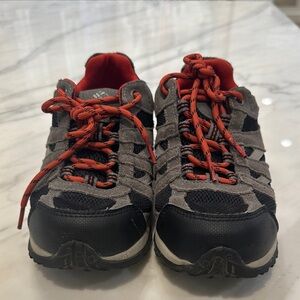 Columbia Gray and Black Hiking Shoes with Red Accents